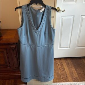 LOFT Teal Sleeveless Dress with Eyelet Detail